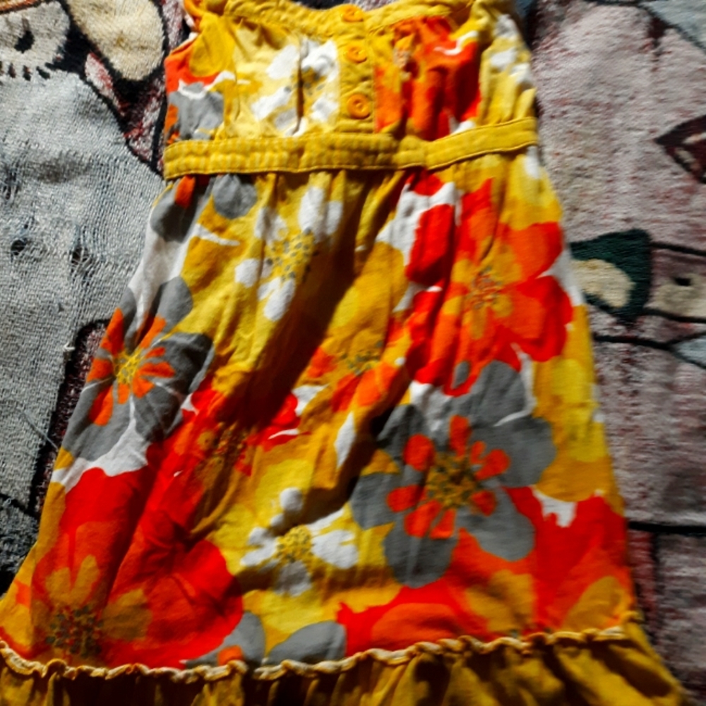 Yellow floral tank dress